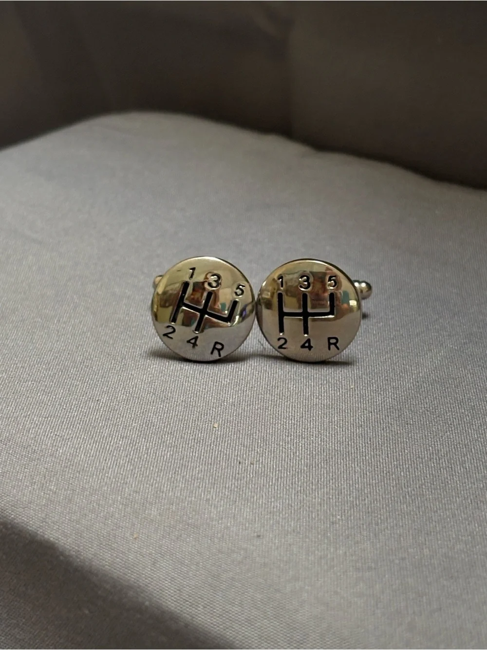 Cufflinks Silver Tone 5-Speed Manual Gear Shift Pattern